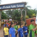 Spreading awareness through unity and discipline Students marching out of The Orchids Public School for a school rally